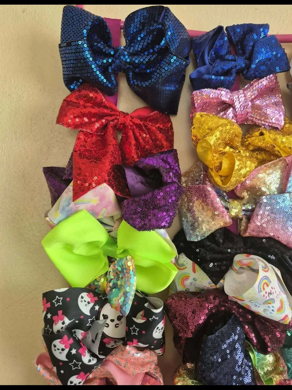 Kids Multicolor Hair Bow Lot - Assorted Glitter & Print Bows